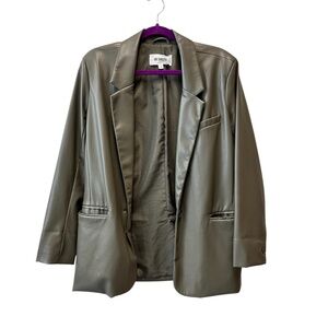 BB Dakota Women's Faux Leather Blazer Jacket Gray Size S Small